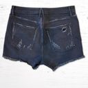 Good American  Distressed Black Jean Cut Off Shorts Size 14/32 Animal Print Patch Photo 3