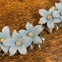 Vintage Blue  Lucite Flower Necklace with AB Center Photo 1