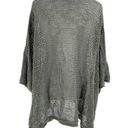 J.Jill  Linen Blend Relaxed Knit Poncho Crochet Sweater Olive Green One Size Photo 4