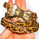 Kate Spade  New York leopard-print double Leather calf hair Gold Bow skinny belt Photo 0