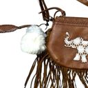 Boutique Boho Faux Leather Elephant Fringe Crossbody Bag Purse Brown Festival Photo 4