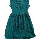 Rebecca Taylor  Dress Womens Small Blue Green Cap Sleeve Round Neck Mini Viscose Photo 0