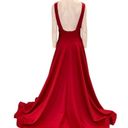 Jessica Angel  898 Open Back Mesh Insert V-neck Maxi Gown Red Size Small NWT Photo 1