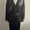 Go Softly Vintage Black Satin Silky Robe Size 2X Wrap Tie Midi Sleek Classic Photo 0