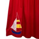 American Vintage Vintage 1970s Retro High Waist Sailboat Midi Skirt Applique Red Funky Boho Indie Photo 2