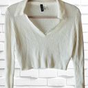 Divided by H&M Womens Medium Collared Ribbed Knit Long Sleeved Crop Top•Slim Fit Photo 0