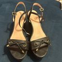 Kate Spade  ♠️ BLACK STRAPPY LEATHER PLATFORM WEDGE SANDAL WITH BOW 8M Photo 1