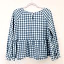 Anthropologie Mo:Vint New York by  Women’s Gingham Check Peplum Blue Top SZ Small Photo 1