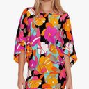 Trina Turk  Gemini Floral Print Cover Up Tunic Dress Drape Sleeve Swim Top Photo 0