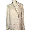 Juicy Couture Wool Blend Double Breasted Pea Coat Jacket in Cream Size Large Photo 8