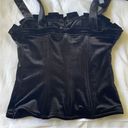 Missguided  Black Velvet Boned Lace Up Adjustable Strap Zip Up Corset sz 4 Small Photo 5