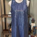 Carmen Marc Valvo  Denim Sequin Shift Denim Blue Womens 8 Photo 4