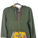 Matilda Jane  Patches of Light Green Zip Up Hoodie Tunic Length Floral Medium M Photo 1