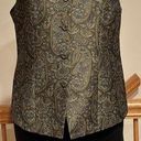 Anne Klein Anne Kline II Gold Olive Green Gray Paisley Fabric ButtonVest Sz 10. Full Lining Photo 0