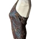 Scala Women's  Brown & Teal Blue Beaded Floral One-Shoulder Asymmetric Dress Sz L Photo 5