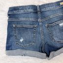 Sneak Peak SNEAK PEEK Women’s Mid-Rise Distressed Cuffed Blue Denim Shortie Shorts Small Photo 5