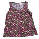 DKNY  Tank Top Womens Medium Brown Pink Cream Printed V-Neck Sleeveless Blouse Photo 0