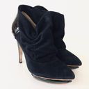 L.A.M.B. New Glamorous Suede Leather Ruched Ankle Bootie Black 6 Photo 0