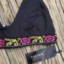 Tavik swim Black Floral Embroidered Tavik Deneuve Scoop Neck Bikini Top Photo 4