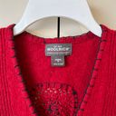 Woolrich Ruby Red Wool Beaded Zip Up Sweater Vest Medium Photo 2