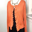 Elle Orange Ruffled Cardigan Sweater Medium Photo 3