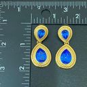 Swavorski Vintage 90s SWAROVSKI Swan Signed Royal Blue Teardrop Crystal Drop Earrings 22g Photo 9