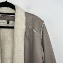 Cavalini  Gray Faux Suede Faux Fur Jacket Size Medium Photo 11