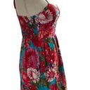 Xhilaration  Women’s Size XS Floral Dress Smocked Back Red Blue Multicolor #11•4 Photo 2