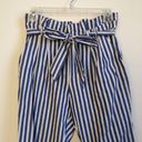 ZARA  Trafaluc Pinstripe Paperbag Woven Trousers Blue and White Size XS Photo 3