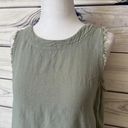 Thread and Supply  Linen Sage Green Frayed Hem Button Crop Top Photo 2