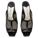 Jimmy Choo  Mules Joud 85 Black Leather Trimmed Honeycomb Mesh Block Heel Sandals Photo 1