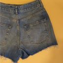 Topshop  Moto Mom Blue Medium Wash Distressed High Waisted Denim Shorts Size 2 Photo 5