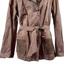 Visconf Italian Belted Short Trench Coat Brown Size 12 Photo 2