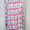 We The Free Free People Blouse  Pink Blue Plaid Button Up Collared Top Photo 2