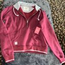 Kimes Ranch Malta Cropped Quarter Zip Sweatshirt in Wine Photo 4