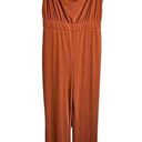 Jason Wu  Jumpsuit Womens Large Orange Cowl Neck Chain Rhinestone Straps Wide Leg Photo 0