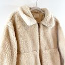 Thread and Supply  Fleece Sherpa Full Zip Teddy Jacket Coat Taupe Cream Medium Photo 4