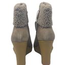 Ralph Lauren NEW LAUREN  Steph Shearling-Cuff Wedge Booties Taupe Size 9.5 Photo 4