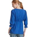 Isabel Maternity  ROYAL BLUE FRONT TIE LONG SLEEVE BLOUSE TOP L Photo 1