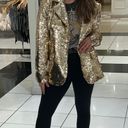 Forever 21 Gold Sequin Notched Blazer Photo 3