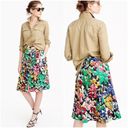 J.Crew  Silk Pleated Brushstroke Print Midi Skirt Photo 3