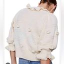 ZARA  NWOT Ruffled Floral Gem Button Down Knit Cardigan Sweater in Ivory Cream Photo 4