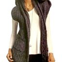 CAbi  Long Sweater Cardigan Roll Neck Fringe Hem Dark Grey Women’s Size Medium Photo 0