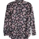 Garnet Hill  Size 00 Button Down Blouse Top Paisley Black Pink Collar Cotton 614 Photo 0