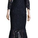 Alexis  Nadege Navy Crochet Lace 3/4-Sleeve V-Neck Midi Mermaid Dress Small Party Photo 1