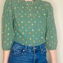 Ro & De Anthropologie  Green Ruffle Colorful Square Blouse Photo 4