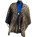 Animal Print Poncho Cape with Tassels, One Size New Brown Photo 0