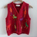 Susan Bristol Vintage  Red Knit Ugly Christmas Novelty Sweater Vest Small Photo 0