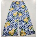 Boston Proper  Womens XS Flora Tiles Lemon Parisian Flowy Satin Palazzo Pants Photo 3