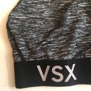 Victoria's Secret  Sport Sports Bra Heathered Grey Sz L EUC Black VSX Logo Band Photo 2